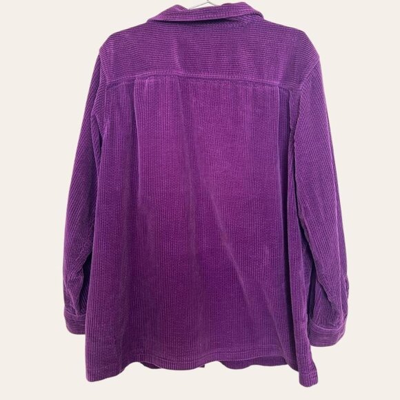 L.L. Bean classic royal purple corduroy button-up shacket top XLarge - Picture 2 of 5